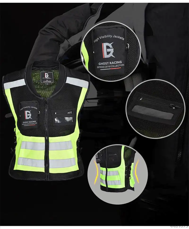Ghost Racing мотоциклетный жилет костюм для ралли Защитная Светоотражающая куртка высокая видимость куртка