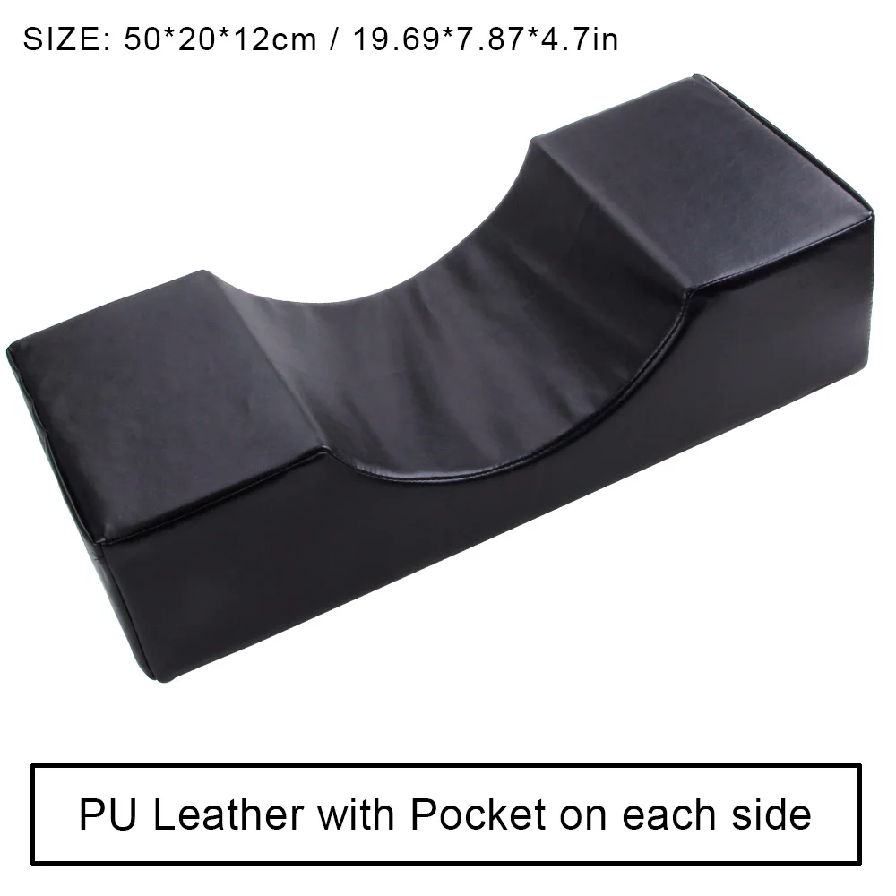 Удлиненная подушка для ресниц и Комплект полок для ресницы для наращивания пены памяти ресниц подушка для макияжа Инструменты Накладные ресницы салон шеи - Цвет: Black PU Pillow