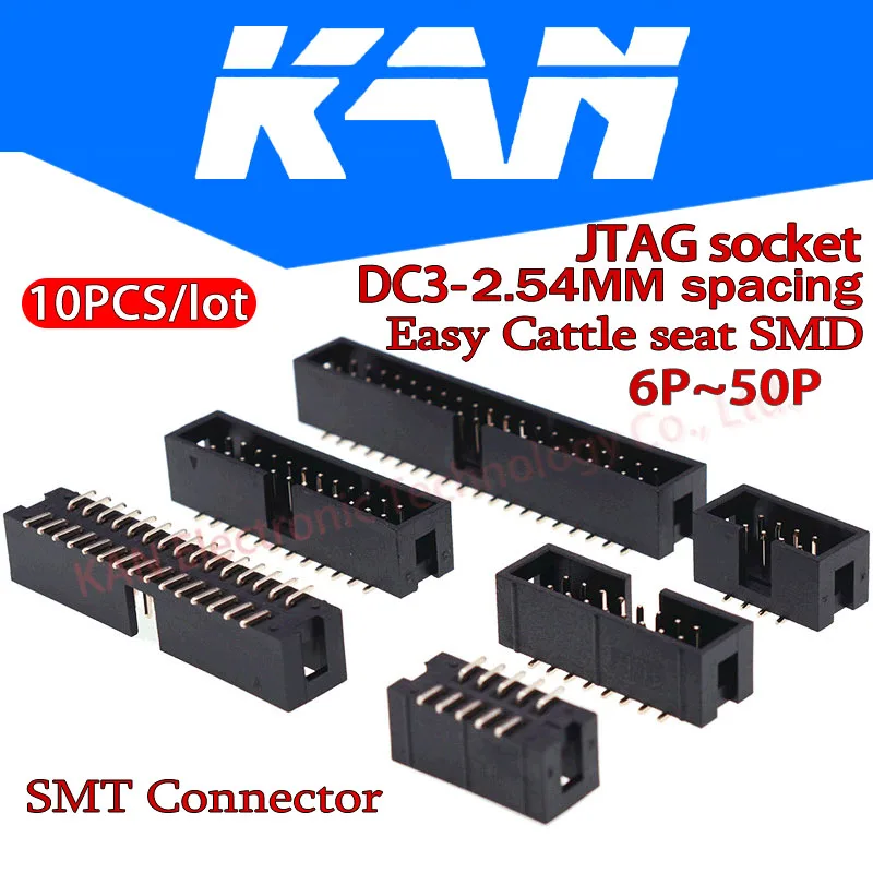 10 шт. SMT 2 54 мм Шаг Штекерная розетка прямая idc коробка заголовки PCB разъем