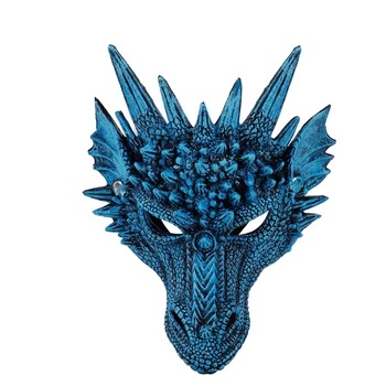 

2019 4D Blue Dragon Mask Half Face Mask Halloween Costume Party Decorations Soft Cosplay Scared Halloween Mask For Kids Teens*