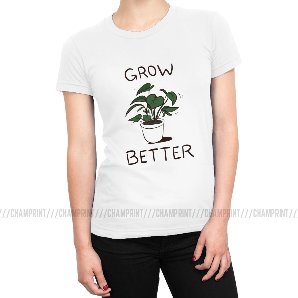 Женская футболка с надписью «Grow Better», Милая футболка с коротким рукавом и круглым вырезом, потрясающая Женская одежда, большой размер - Цвет: Белый