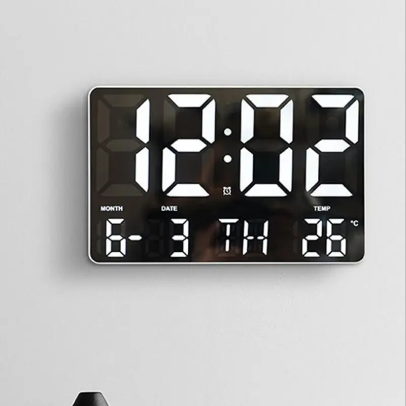 Remote Control  Large Digital Wall Clock Automatic Dimming Temp Date Power Off Memory Table Clock Wall-mounted LED Clocks 