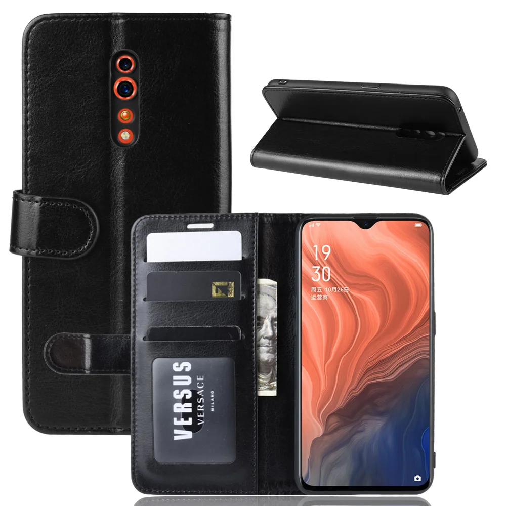 Чехол cph79. чехол для OPPO Reno Z(). Чехол-бумажник для карт. Стильный кожаный чехол-книжка с откидной крышкой. Защитный черный чехол для OPPO RenoZ Reno-Z Z1 1979