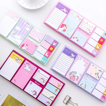 

Cute Cartoon Unicorn Memo Pad Note Sticky Paper Korean Stationery Rainbow Planner Stickers Notepads School Office