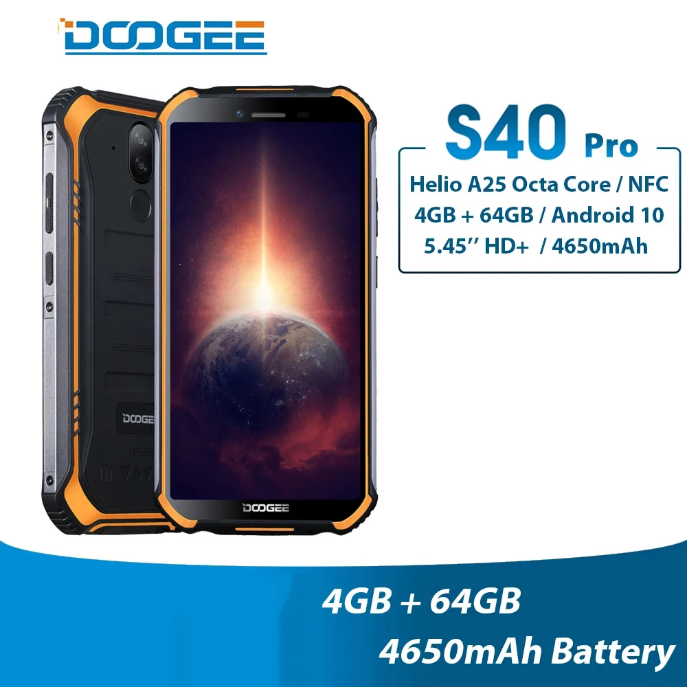 DOOGEE S40 Pro IP68/IP69K прочный смартфон 5 45 &quotNFC 4 Гб Оперативная память 64 Встроенная Helio A25