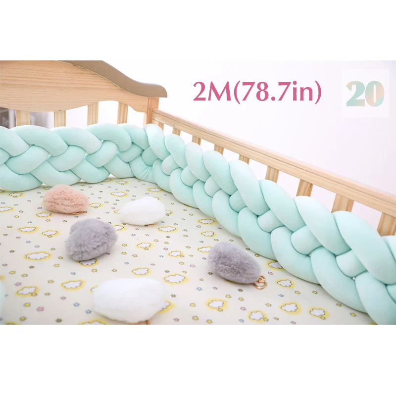 20 2m Baby Shining 4 Strands Newborn Crib Bumper 2M/3M Infant Bed Protector Room Decor 17CM(6.7in) Height Pure Weaving Plush Knot - Цвет: 20 2m