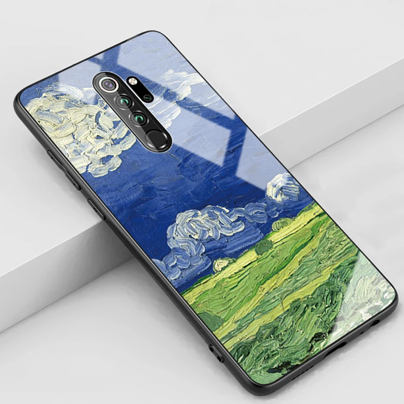 Wheat field Чехол с пятнистым стеклом для xiaomi redmi note 8 Pro, закаленное стекло для redmi note 8 t, защитный чехол для телефона, роскошный чехол - Цвет: Wheat field