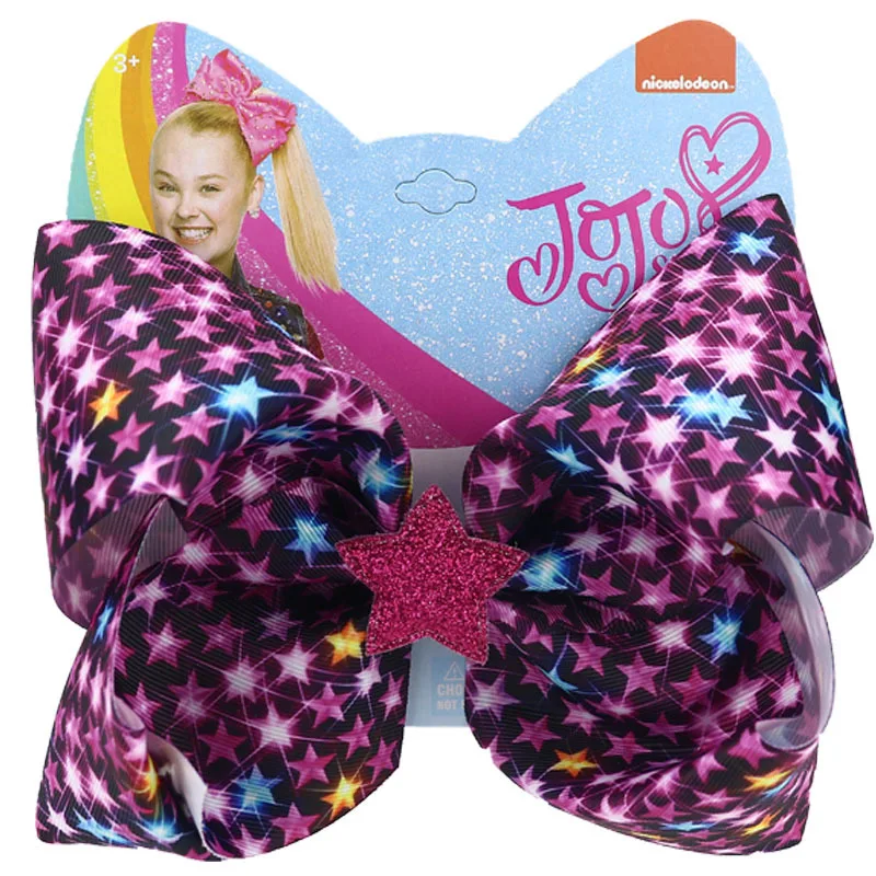 8 дюймов jojo siwa Baby Girls большие Jojo банты принт Красивый Узор Шпилька заколка для волос цветная лента аксессуары для волос для маленьких девочек