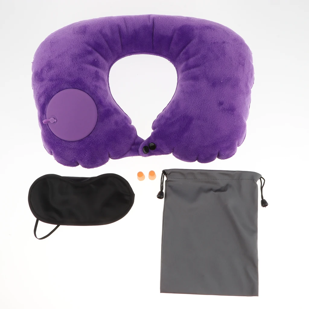 Travel Inflatable Pillow U Shaped Inflatable Neck Camping Pillow Head Neck Rest Cushion Neck Back Support Pillow