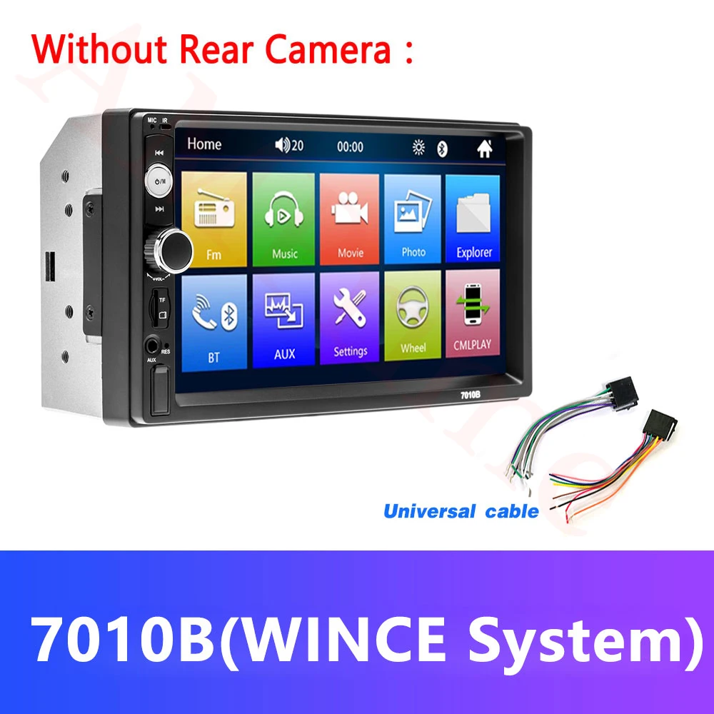 AMPrime 7010B Автомагнитола 2Din " Авторадио Bluetooth Авто Стерео MirrorLink FM/USB MP5 плеер с камерой заднего вида рулевое колесо - Цвет: MP5 Only (Wince)