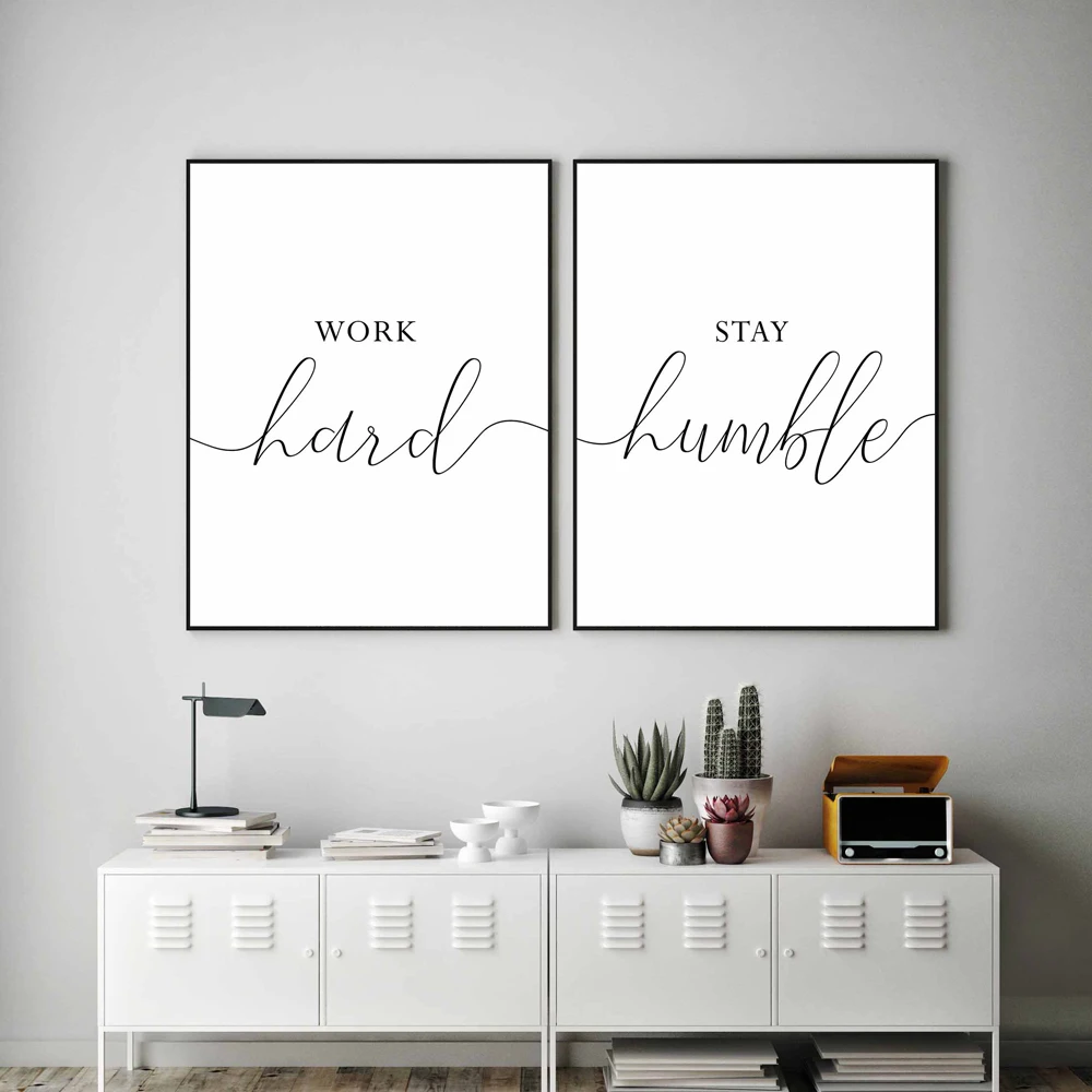 Work Hard Be Kind Encourage Stay Humble Quotes Wall Art Canvas Painting Minimalism Posters Prints For Office Home Decor | Дом и сад