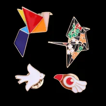 Эмалированные бумажные журавли креативный значок Геометрическая Радуга журавль масляная капля брошь Ласточка корсаж от производителя