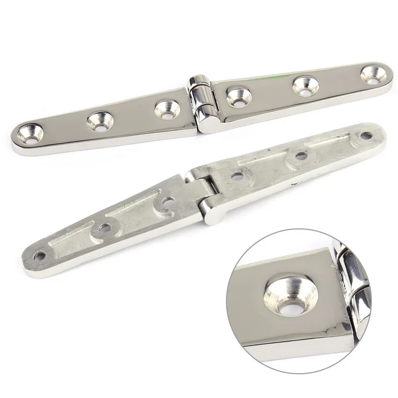 

2 PCS/set 6 Inch Six Hole Hinges Replacement Strap Hinge Stainless Steel For Boat Marine Yacht Accessories