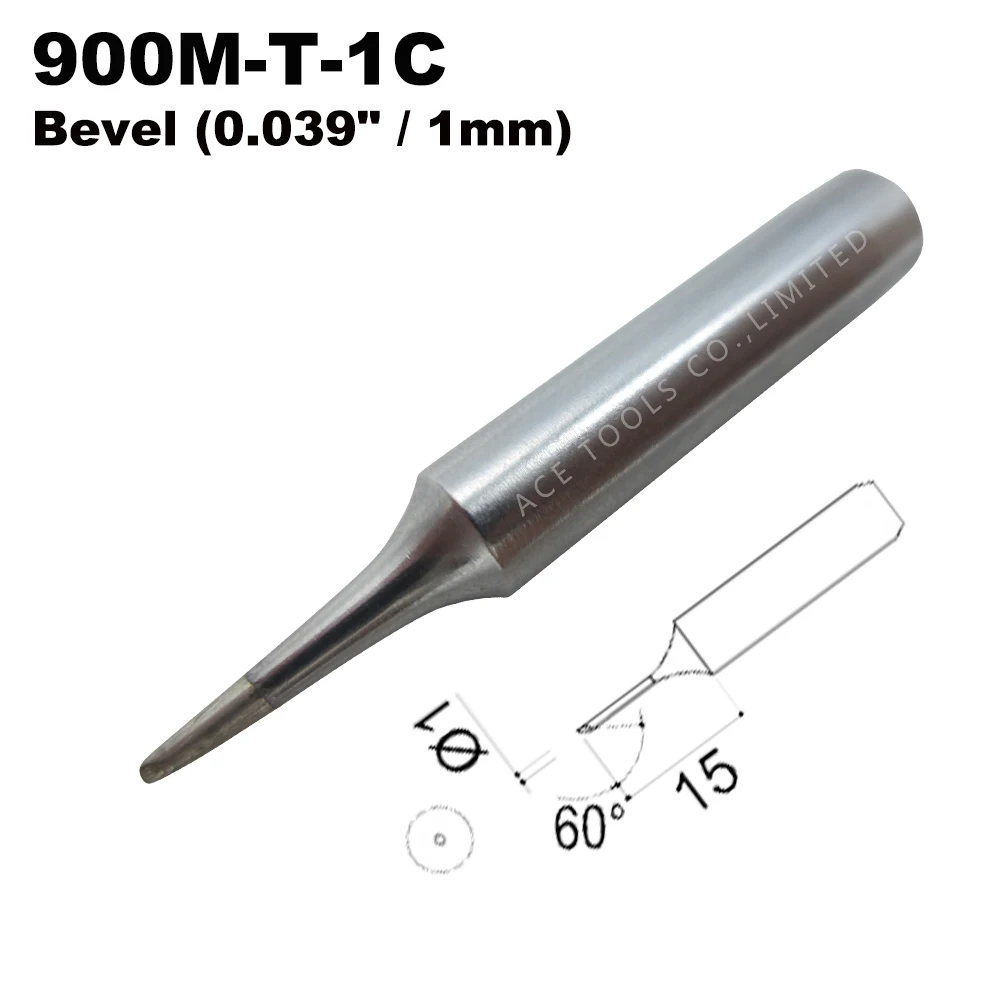 

Soldering Tip 900M-T-1C Bevel 1mm for Hakko 936 907 Milwaukee M12SI-0 Radio Shack 64-053 Yihua 936 X-Tronics 3020 Iron Bit