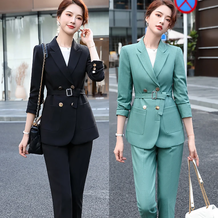 Women Blazer Suit Self Belt Jacket and 
