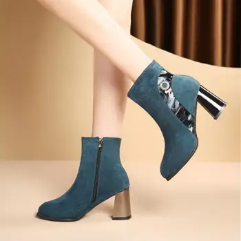 

Ankle Boots Women Shoes Woman Boots Fashion High-heeled Pointed Boots Winter Boots 2019 Winter New Short Fur Warm Boots X408