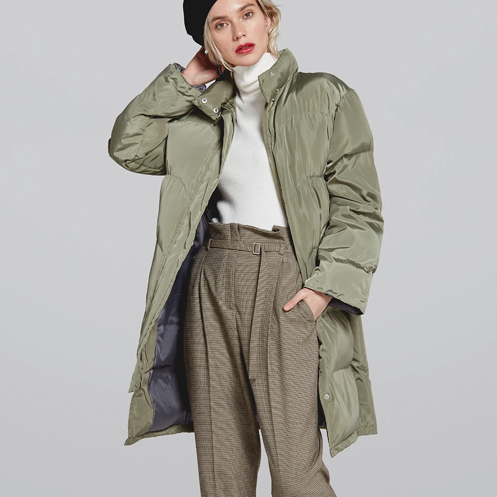 Winter Ladies New Hooded Thick Large Size Bread Jacket Coat Clothes Cotton Long Section Over The Knee | Женская одежда