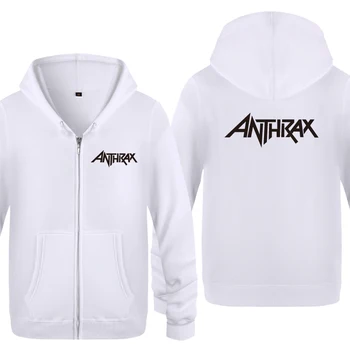 

ANTHRAX Rock Band Hoodies Men 2018 Men's Fleece Zipper Cardigans Hooded Sweatshirts