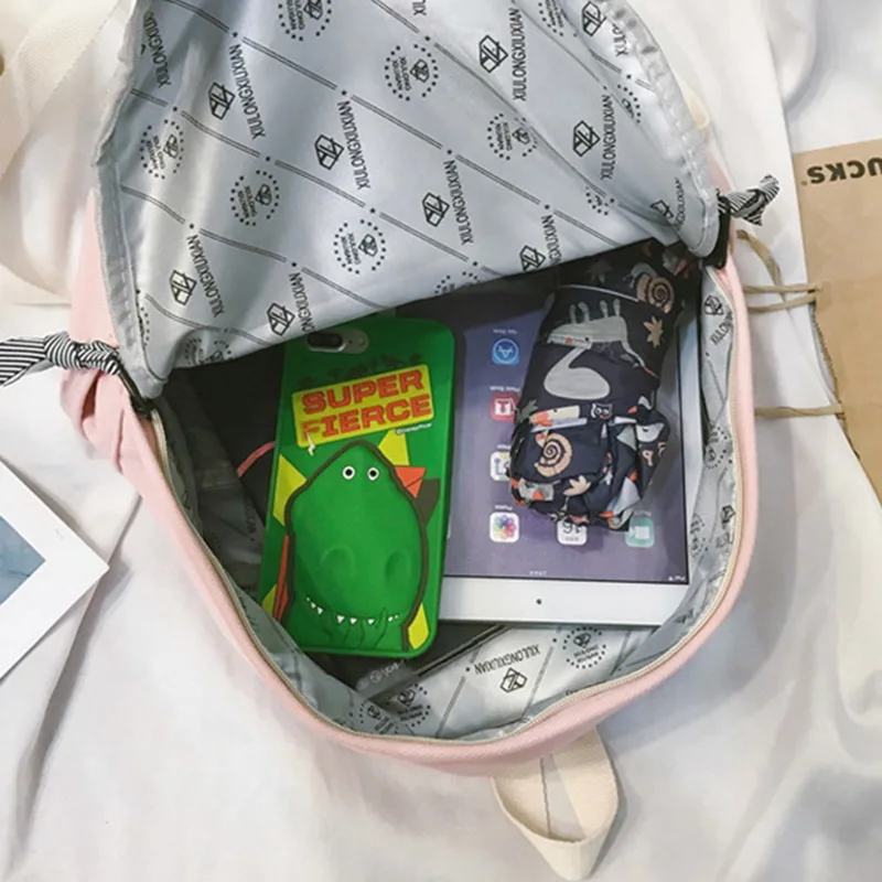 Женский рюкзак WENYUJH в повседневном стиле, однотонные холщовые рюкзаки для девочек-подростков, школьные сумки в винтажном стиле, одноцветная молодежная сумка