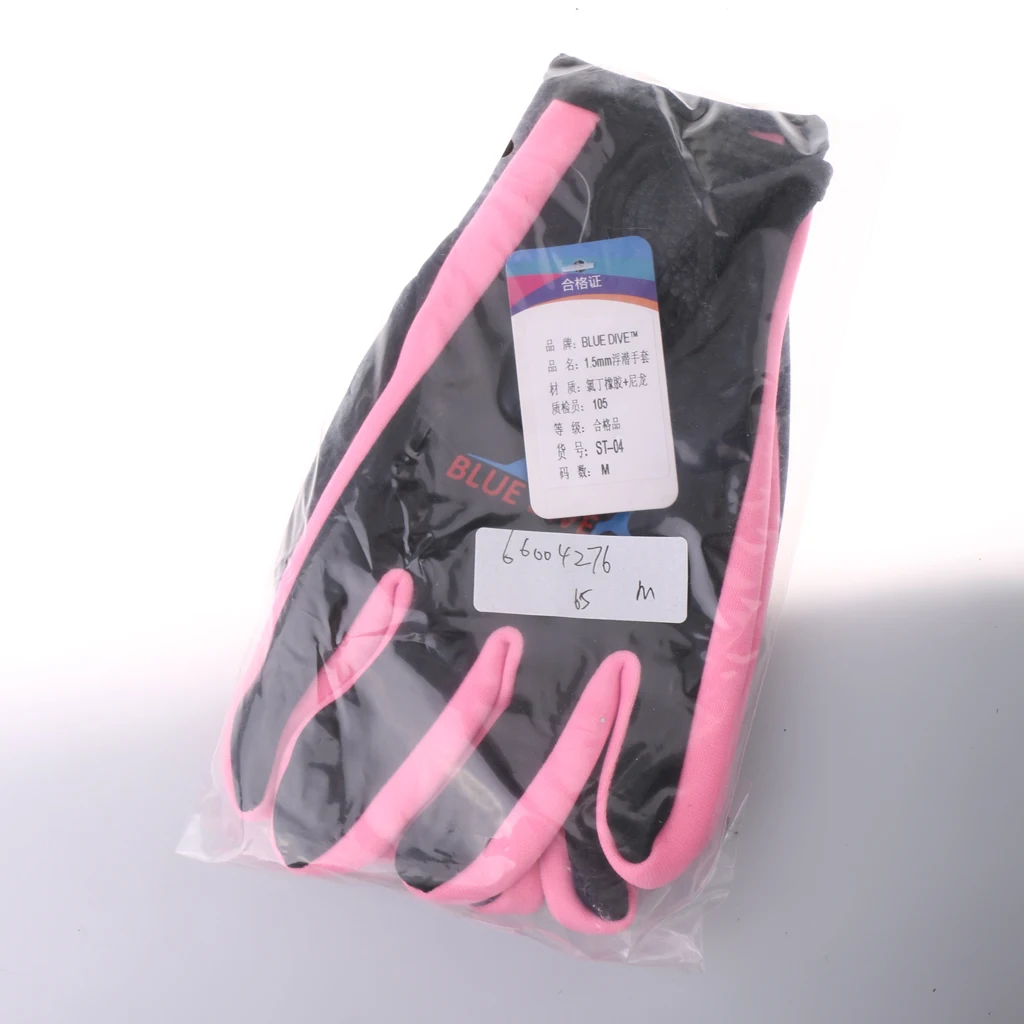 Wetsuits Gloves 1.5mm Premium Neoprene Scuba Diving Surfing Snorkeling Five Finger Glove (Pink/Black)
