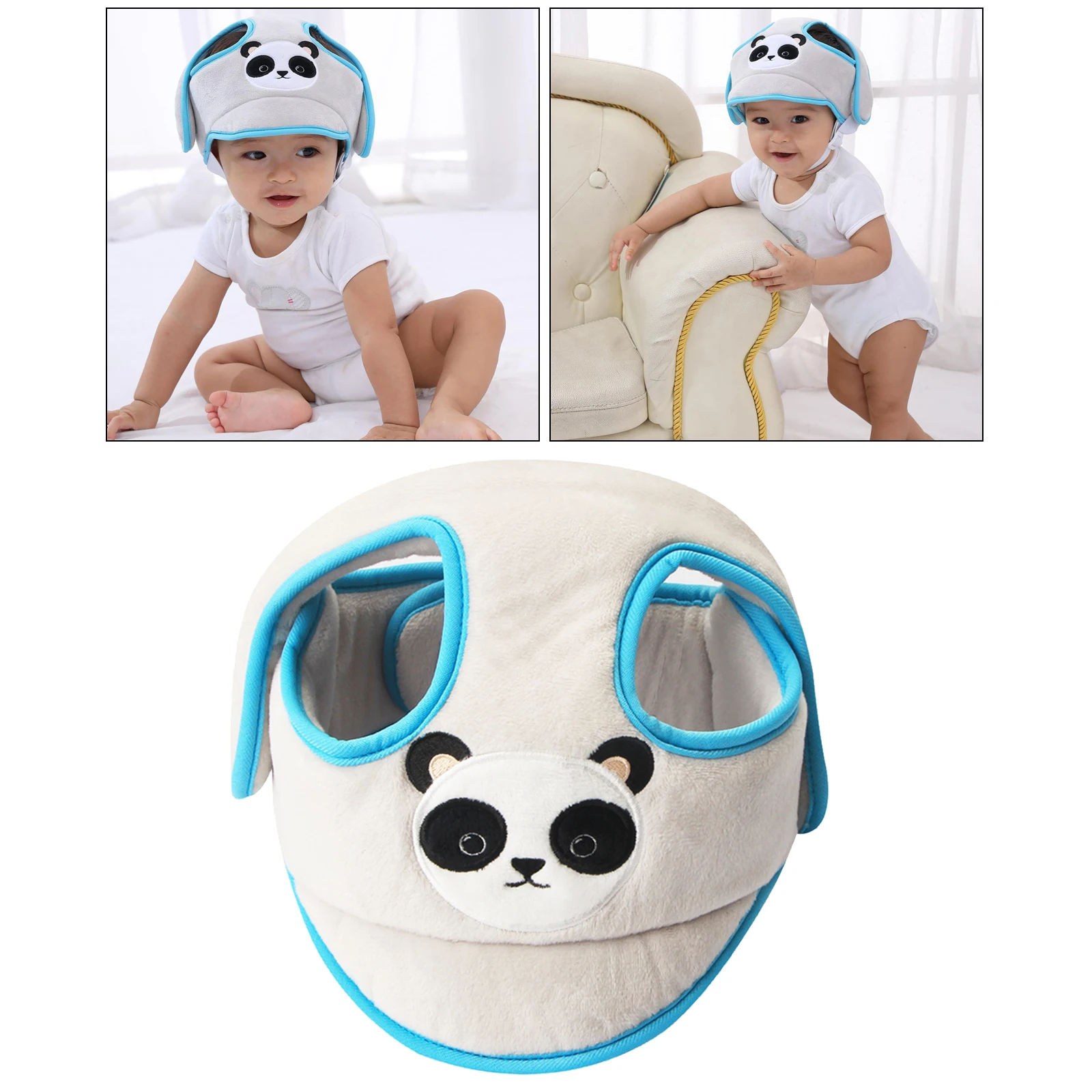 Baby Adjustable Safety Helmet, Children Headguard,  Infant Protective Harnesses Cap Cartoon Animal Learn to Walk Hat