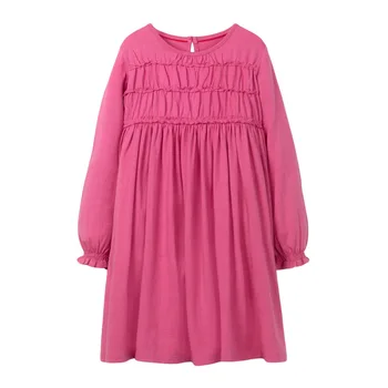 

Little maven 2020 Autumn Girls Long Sleeve Dress Rose Soild Baby Girl Wrinkle Lace Party Dress for Elegant Girls Clothes
