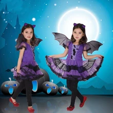 Г. Платье на Хэллоуин для девочек, одежда, костюм платье+ обруч для волос+ костюм с крылом летучей мыши, карнавальный костюм детская одежда платье принцессы