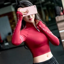 Женская спортивная куртка Половина на молнии, цельная футболка с длинным рукавом, фитнес, бег, танцы, пуповидный, спортивный костюм для йоги