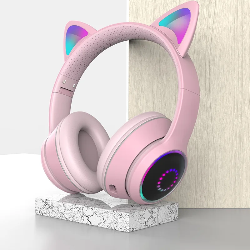 Светодиодный кошачьими ушками наушники с микрофоном Bluetooth 5 0 Шум шумоподавления