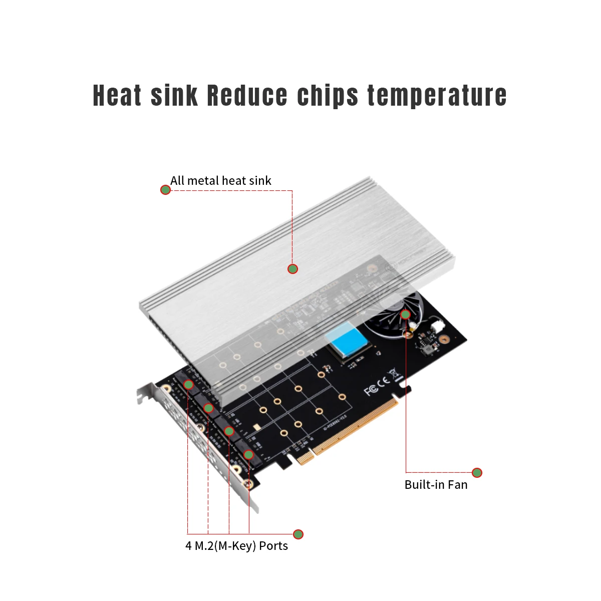 Адаптер PCIE к M2 M.2 NVMe SSD адаптер M2 к PCIE 3,0X16 карта контроллера M ключ 4-портовый независимый PCI Express 3,0x4 пропускная способность