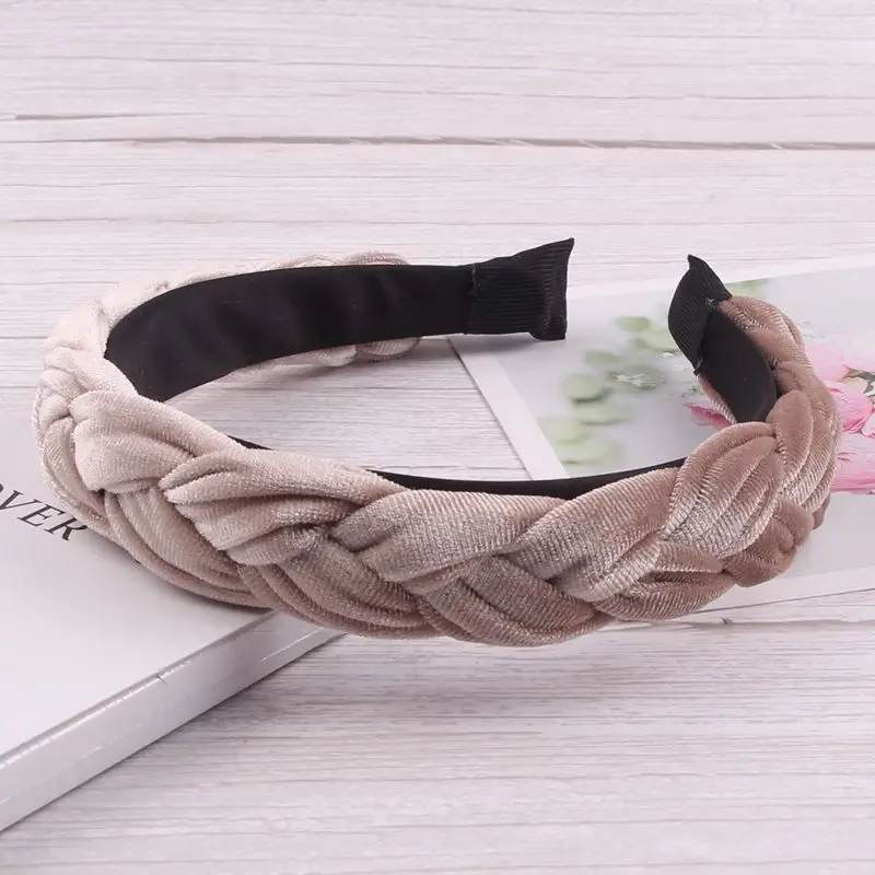 2 New Velvet Hairband For Women Ladies Headband Solid Color Braid Hair Hoop Fashion Headwear Female Hair Accessories - Цвет: 2