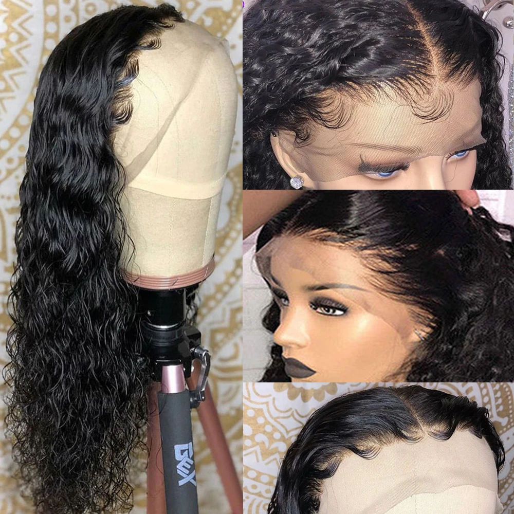 

Transparent Lace Frontal Water Wave 13x6 Lace Front Wig Raw Indian Hair Invisible Knots Wig Pre Plucked Lace Wig Long Wig