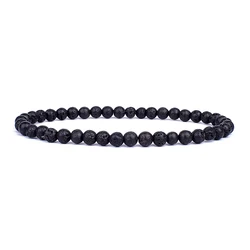 Mini Energy Charm Bracelet with Natural Stone Beads - Yoga Healing Jewelry for Women and Men, Best Friend Gift (Lava)