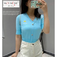 2PCS Wholesale Women Fashion knitwear Spring Summer New Casual V-Neck French Style Clothing
