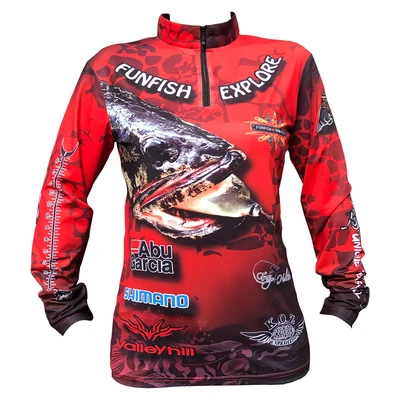 COOLFISH стиль Одежда для рыбалки на открытом воздухе Солнцезащитная одежда быстросохнущая летняя дышащая одежда с длинным рукавом - Цвет: Red