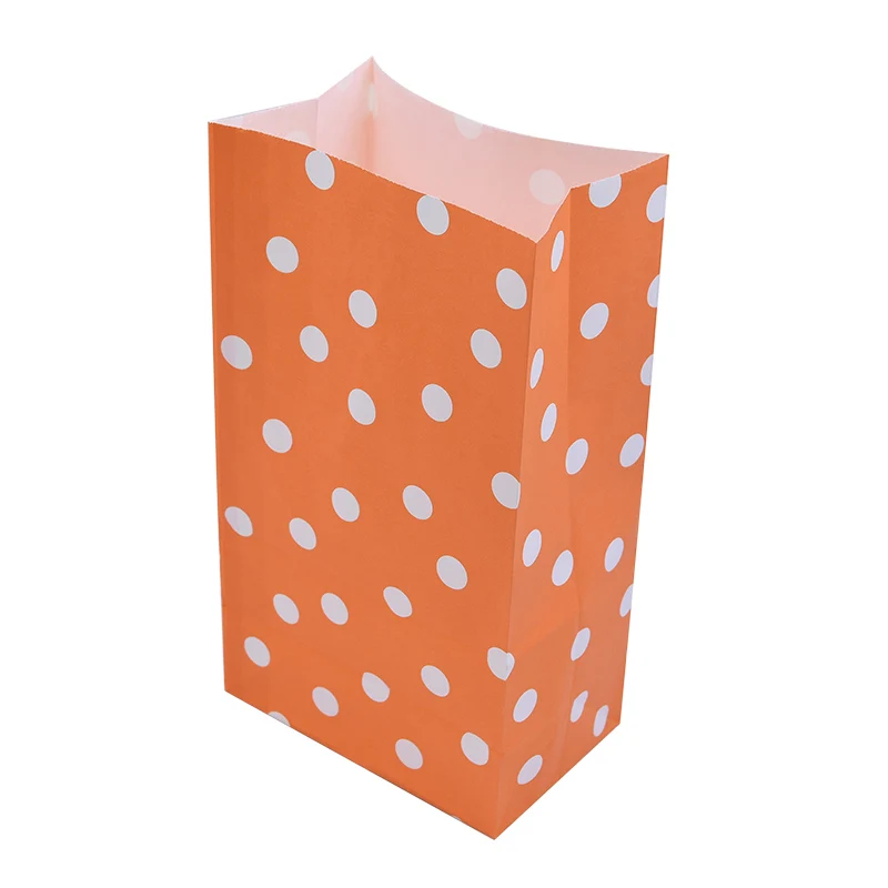 polka dots-orange 5/10 шт. Stand Up Бумага сумка в разноцветный горошек для конфет с открытым верхом вечерние сумка цветной подарочной упаковки Еда хранения 23,5x13x8 см - Цвет: polka dots-orange