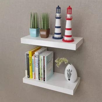 

2 PCS MDF Floating Wall Display Shelves Book/DVD Storage Rack Hanging Wall Decor Shelf Wall Figurines Display Crafts Shelves