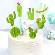 

Safe 6Pcs/Set Beautiful Tropical Summer Cake Decoration Lightweight Cactus Dessert Toppers Cute for Party