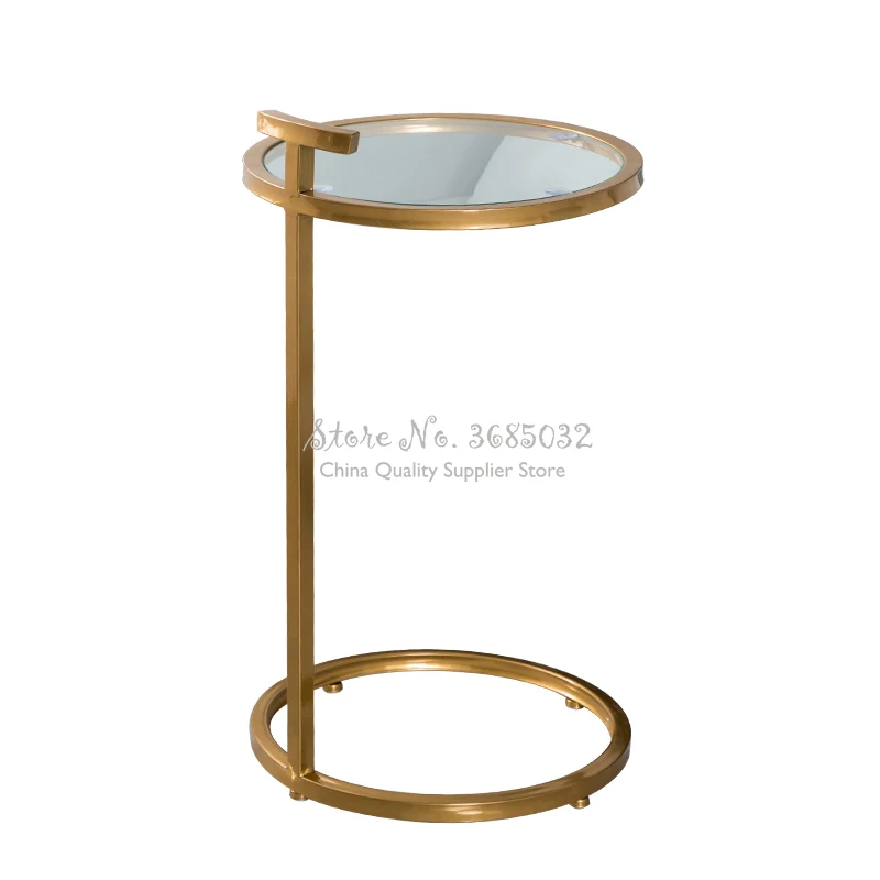 European Simple Side Table golden Paint Iron Round Corner Table Wooden / Iron Desktop Coffee Table Living Room Furniture 70*40cm European Simple Side Table golden Paint Iron Round Corner Table Wooden / Iron Desktop Coffee Table Living Room Furniture 70*40cm