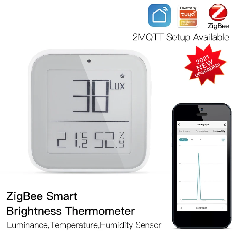 Умный термометр Tuya Zigbee прибор для измерения яркости температуры и влажности в
