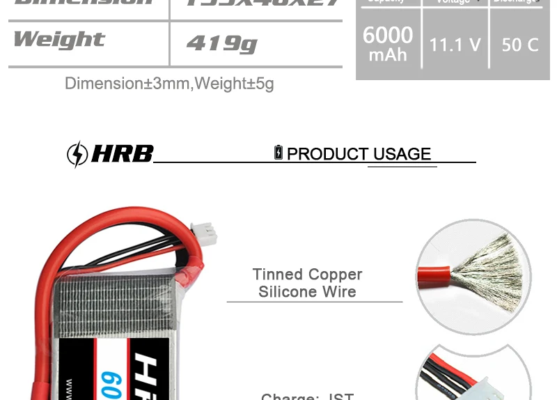 HRB 6000mah 11,1 V Lipo 3S батарея T Deans XT60 TRX XT90 EC5 женский для квадрокоптера вид от первого лица для БПЛА для багги грузовика лодка RC части 50C