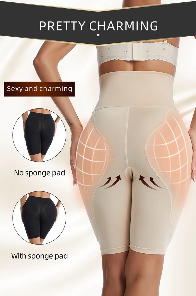 High Waist Plus Size Women Shapewear Control Panties Body Shaper Butt Lifter Padded Hip Enhancer Seamless Underwear With Hook