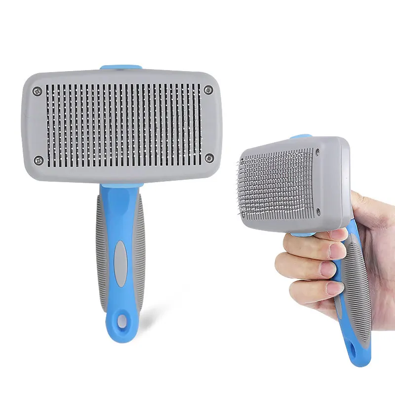 

Stainless Steel Dog Grooming Comb Brush with Anti-Slip Handle Safety Pet Supplies Hair Remover Pet Knot Cutter Cat Shedding Tool