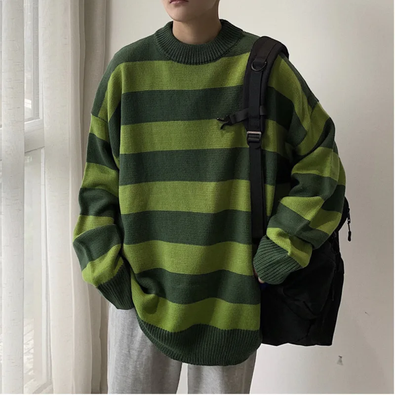 UYUK2019 Autumn And Winter Models Trend Street Loose Casual Wild Stitching Stripes Contrast Color Men's Sweater Men Hombre UYUK2019 Autumn And Winter Models Trend Street Loose Casual Wild Stitching Stripes Contrast Color Men's Sweater Men Hombre