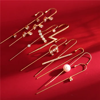 

Bohemian Hook Earring Crystal Stud Earrings For Woman Wedding Ear Wrap Crawler Men Lightning Zirconia Earrings Jewelry