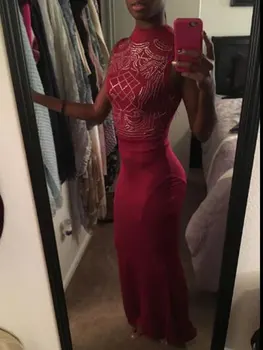 

Charming High-Neck Sleeveless Sequins Floor Length Evening Formal Prom Party Gown