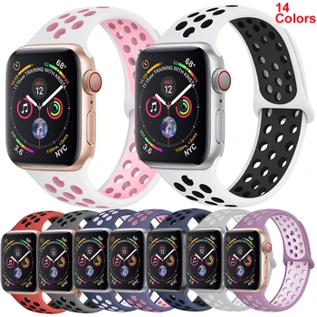 

Sports Silicone Band For Apple Watch Series 5 4 3 2 1 Soft Smart Watch Strap Loop For Iwatch Bracelet Accessories