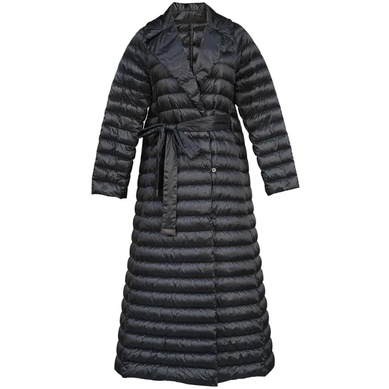 YNZZU дизайн зимний женский пуховик винтажный удлиненный тонкий пуховик с воротником на утином пуху теплая Женская куртка A1267