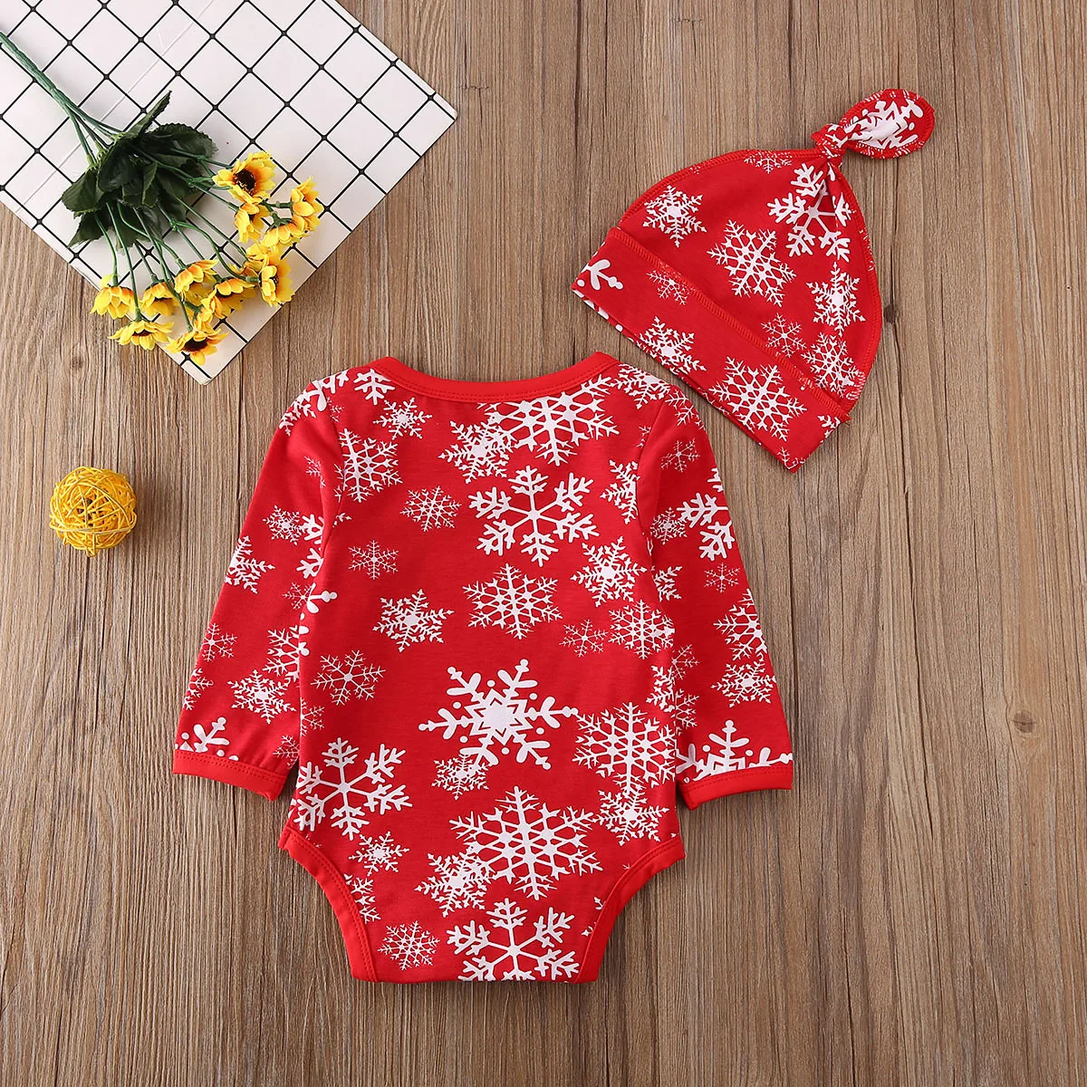 Pudcoco Одежда для новорожденных мальчиков и девочек снежинка Лось печати с длинным рукавом комбинезон шапка 2 шт. наряды Рождественская одежда из хлопка