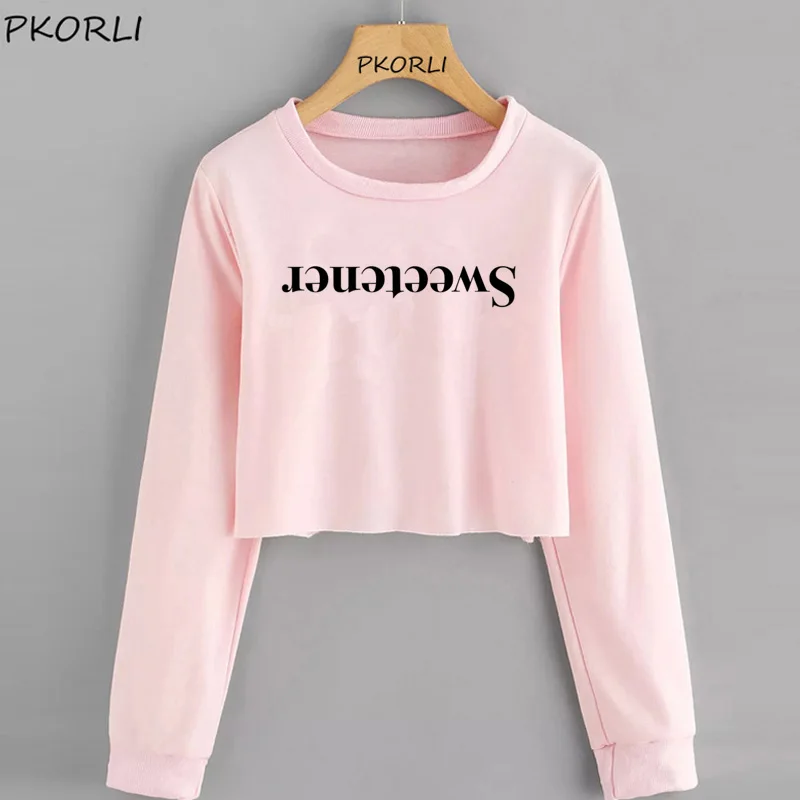 Ариана Гранде кроп повседневные худи и свитшоты подсластитель Crewneck Толстовка Осень 7 колец Женская Толстовка Harajuku Толстовка